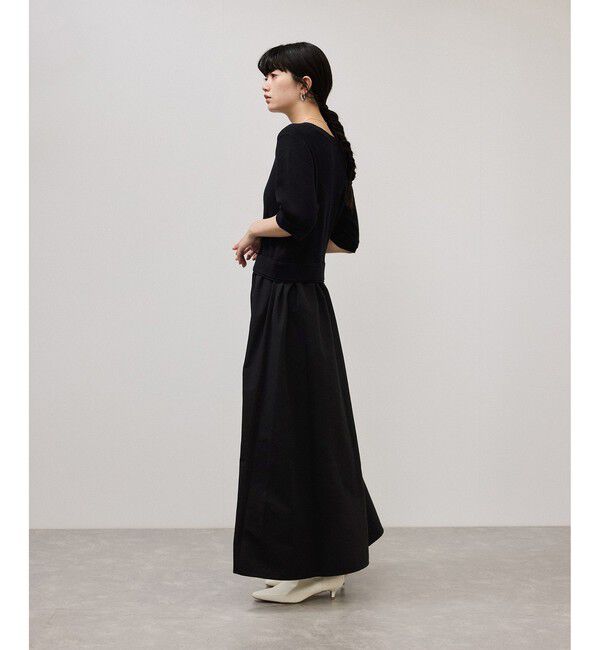 ADAM ET ROPE'「【WEB限定】ニットドッキングフレアワンピース」|ワンピース|
