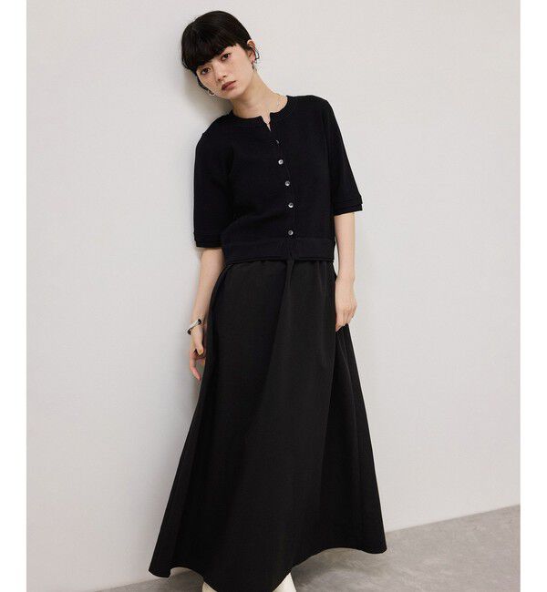 ADAM ET ROPE'「【WEB限定】ニットドッキングフレアワンピース」|ワンピース|