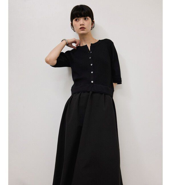 ADAM ET ROPE'「【WEB限定】ニットドッキングフレアワンピース」|ワンピース|