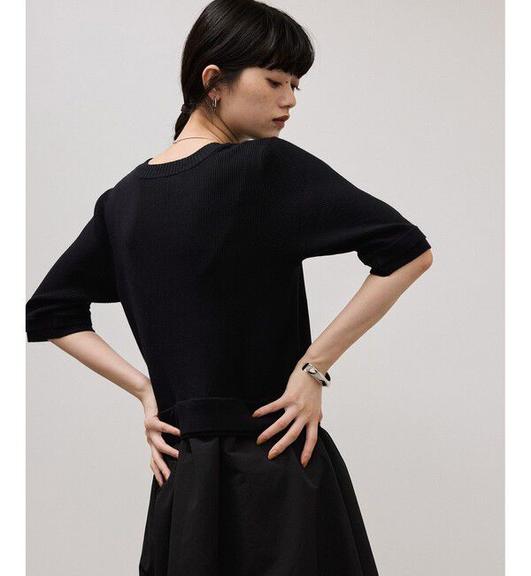 ADAM ET ROPE'「【WEB限定】ニットドッキングフレアワンピース」|ワンピース|