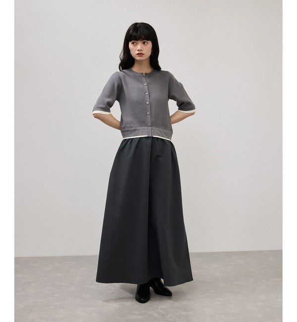 ADAM ET ROPE'「【WEB限定】ニットドッキングフレアワンピース」|ワンピース|