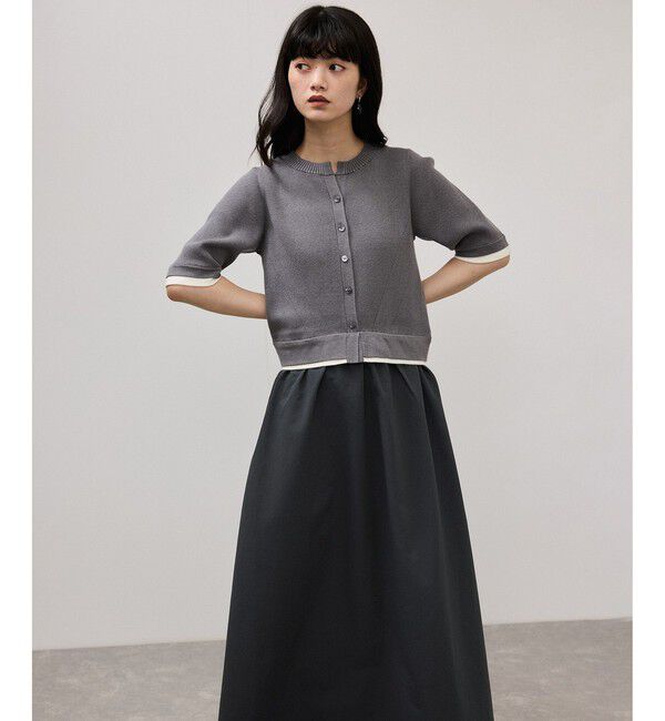 ADAM ET ROPE'「【WEB限定】ニットドッキングフレアワンピース」|ワンピース|