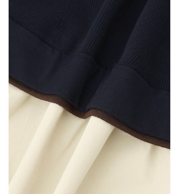 ADAM ET ROPE'「【WEB限定】ニットドッキングフレアワンピース」|ワンピース|