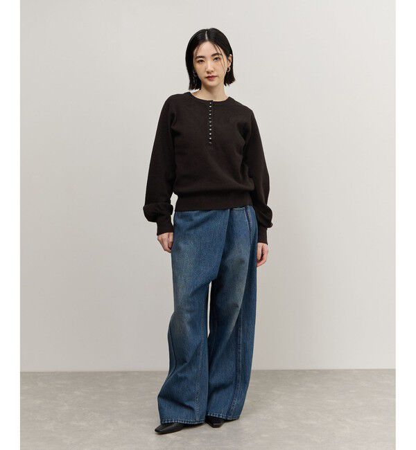 ADAM ET ROPE'「【WEB限定】・【サステナブル】スウェットライクボタンニットプルオーバー/前後2WAY」|スウェット・ジャージ|