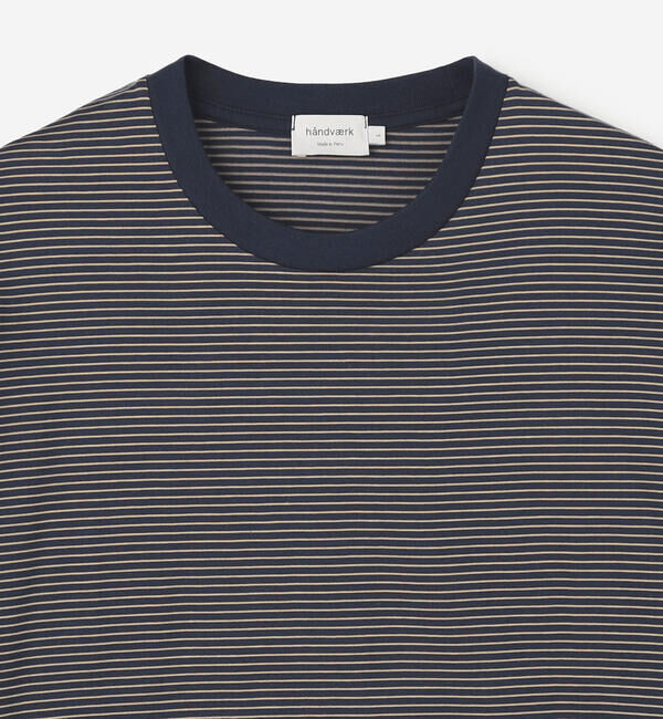 handvaerk「handvaerk | 60/2 コットン クルーネック長袖Tシャツ STRIPE MEN」|Tシャツ・カットソー|