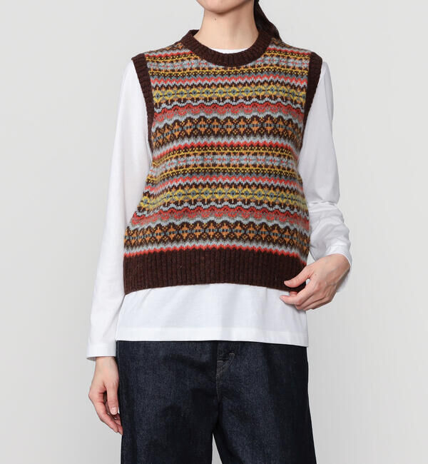 Morris & Sons「MORRIS & SONS | フェアアイル クルーネックベスト WOMEN」|ベスト・ジレ|