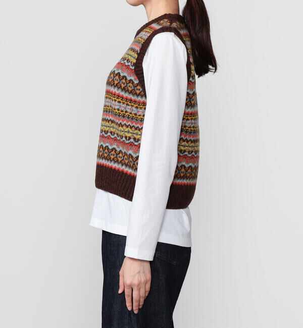 Morris & Sons「MORRIS & SONS | フェアアイル クルーネックベスト WOMEN」|ベスト・ジレ|
