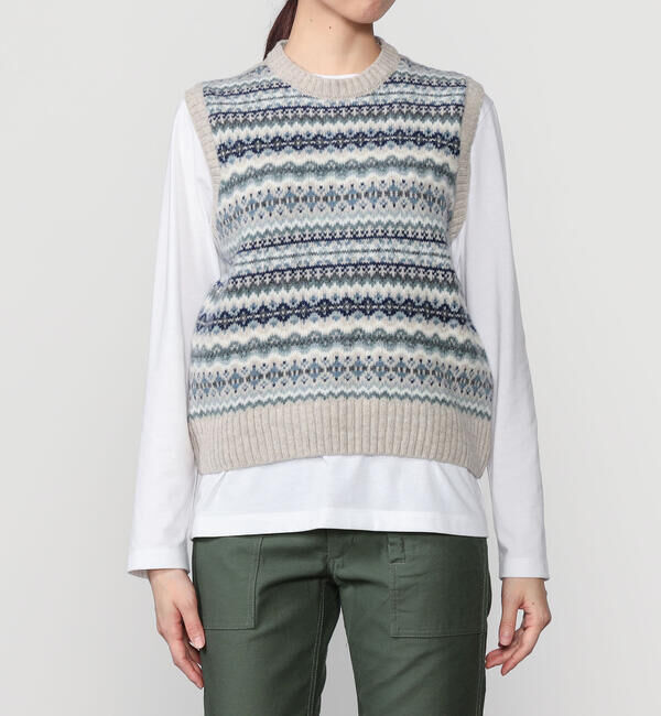 Morris & Sons「MORRIS & SONS | フェアアイル クルーネックベスト WOMEN」|ベスト・ジレ|