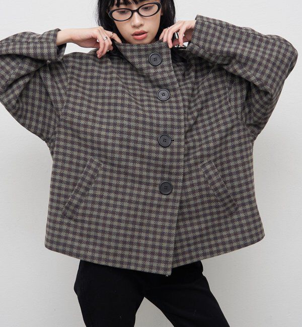  「【26AW LOOK掲載品番】【WEB限定カラー】ビッグボタンアシメハーフコート」|その他|