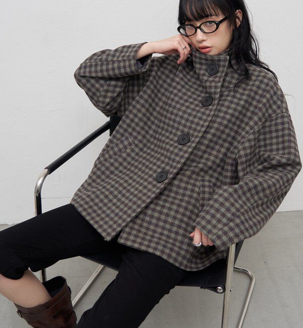  「【26AW LOOK掲載品番】【WEB限定カラー】ビッグボタンアシメハーフコート」|その他|