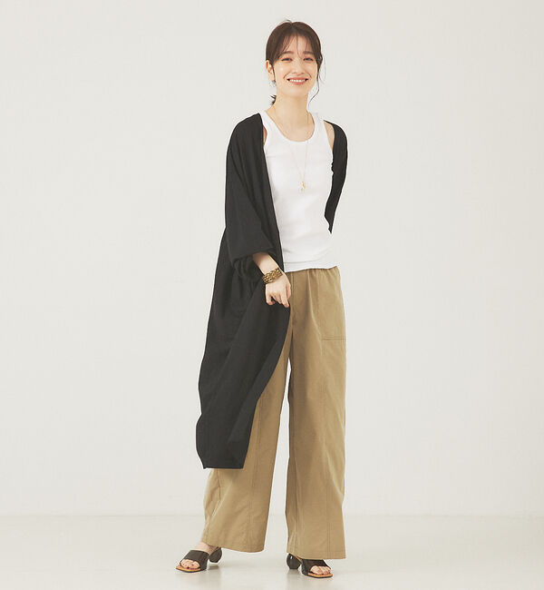 abahouse mavie「レーヨンリネントッパー」|ノーカラーコート|