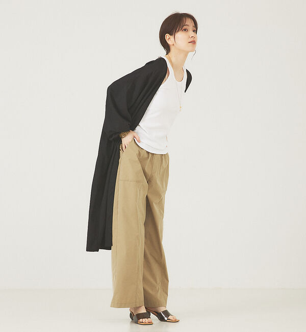 abahouse mavie「レーヨンリネントッパー」|ノーカラーコート|