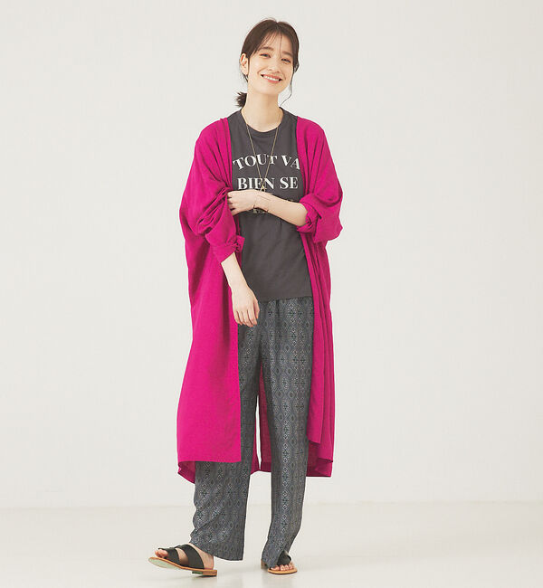 abahouse mavie「レーヨンリネントッパー」|ノーカラーコート|