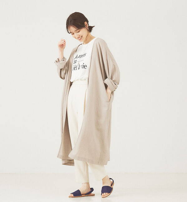 abahouse mavie「レーヨンリネントッパー」|ノーカラーコート|