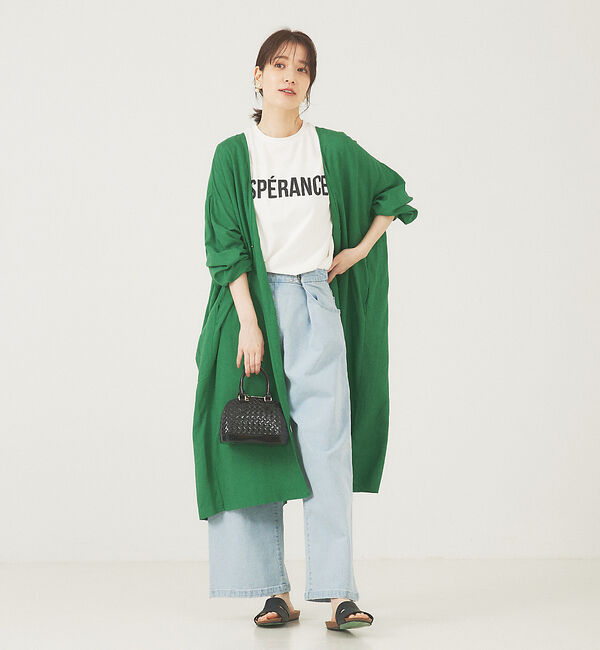 abahouse mavie「レーヨンリネントッパー」|ノーカラーコート|