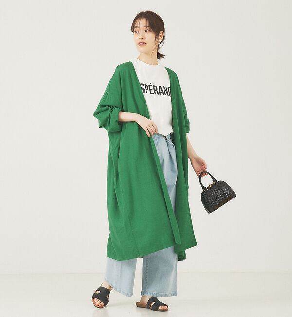 abahouse mavie「レーヨンリネントッパー」|ノーカラーコート|