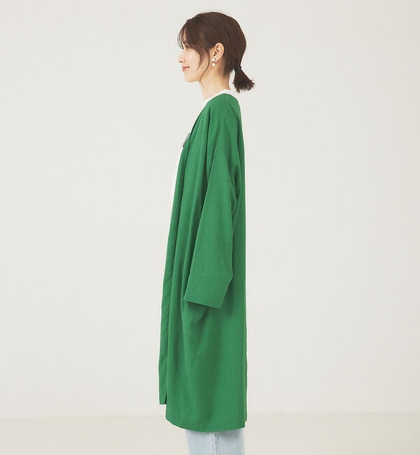abahouse mavie「レーヨンリネントッパー」|ノーカラーコート|