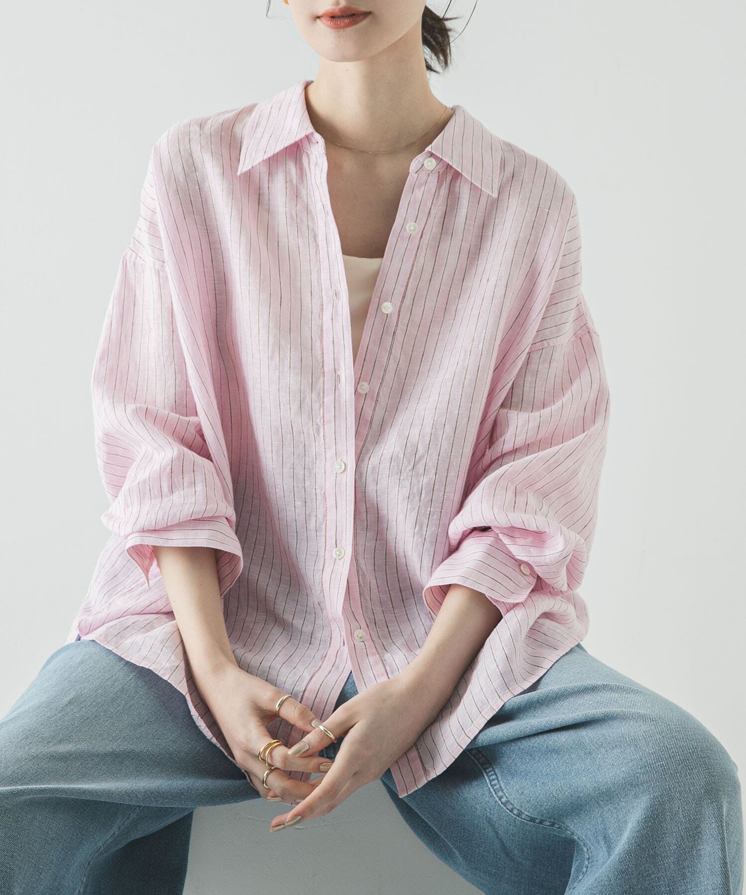 URBAN RESEARCH「リネン2WAYシャツ」|シャツ・ブラウス|ピンク系その他