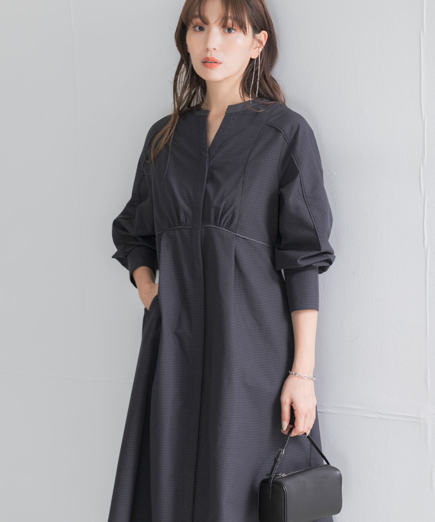 URBAN RESEARCH ROSSO「『一部WEB限定カラー』バイカラーチェックナローワンピース」|ワンピース|
