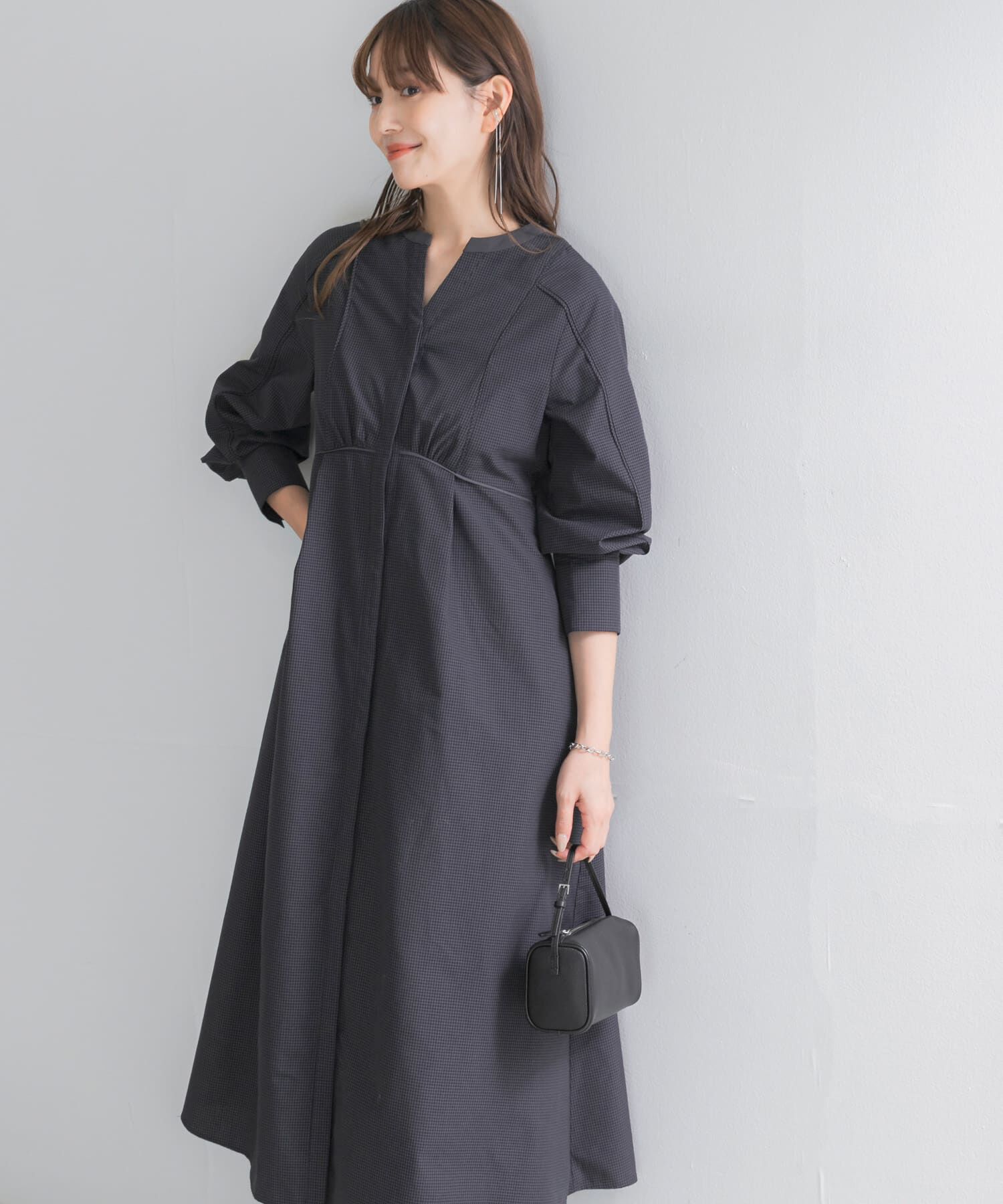 URBAN RESEARCH ROSSO「『一部WEB限定カラー』バイカラーチェックナローワンピース」|ワンピース|