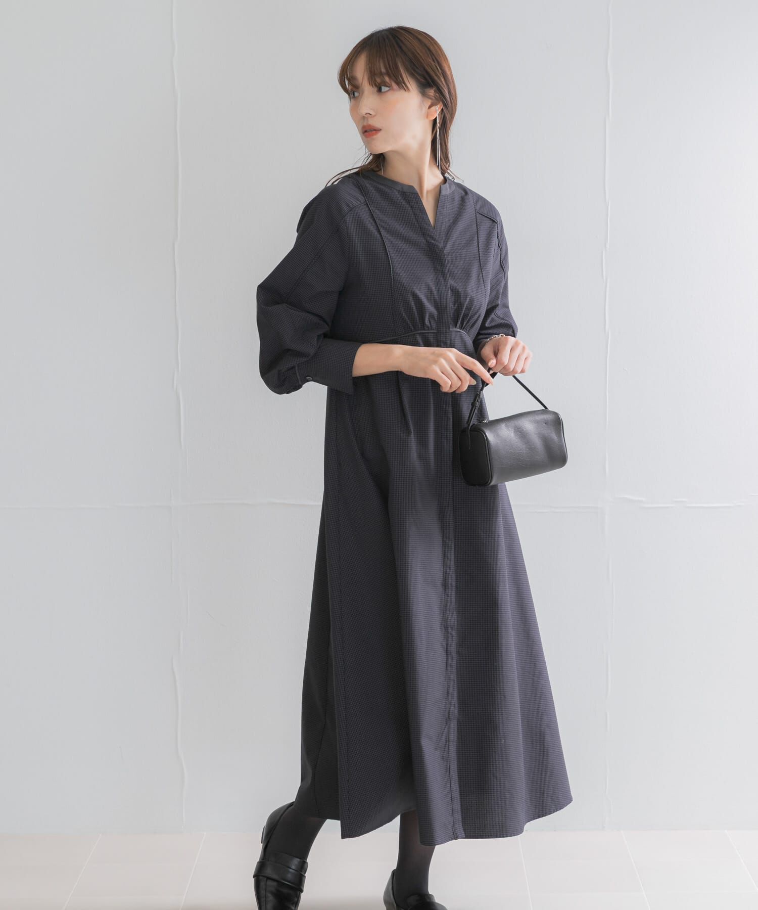 URBAN RESEARCH ROSSO「『一部WEB限定カラー』バイカラーチェックナローワンピース」|ワンピース|