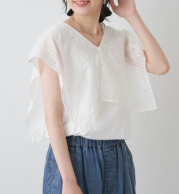  「スクエア刺繍レースブラウス」|プルオーバー|オフホワイト