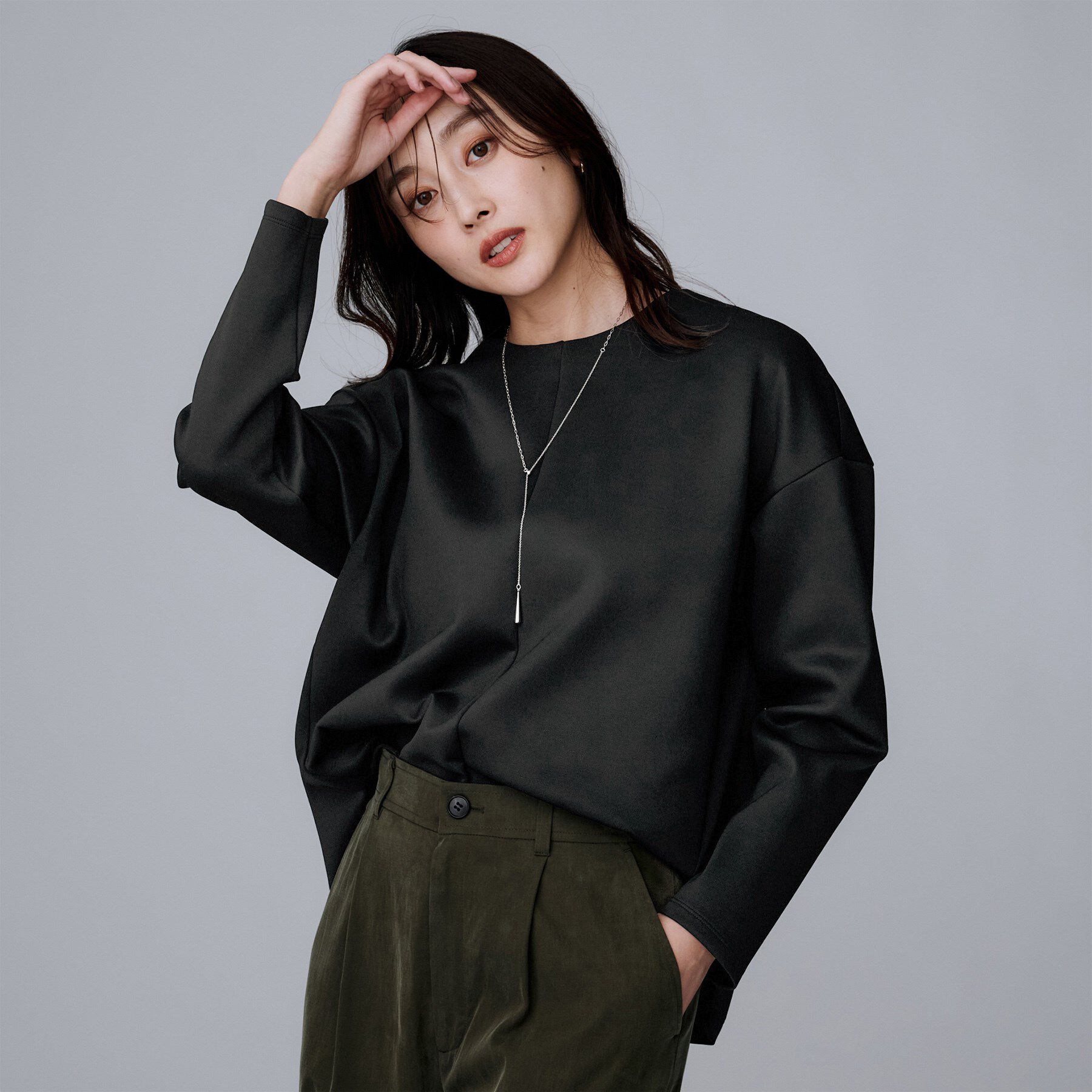 UNTITLED「【セットアップ可/洗える】ダンボールジャージ プルオーバー」|Tシャツ・カットソー|ブラック(019)