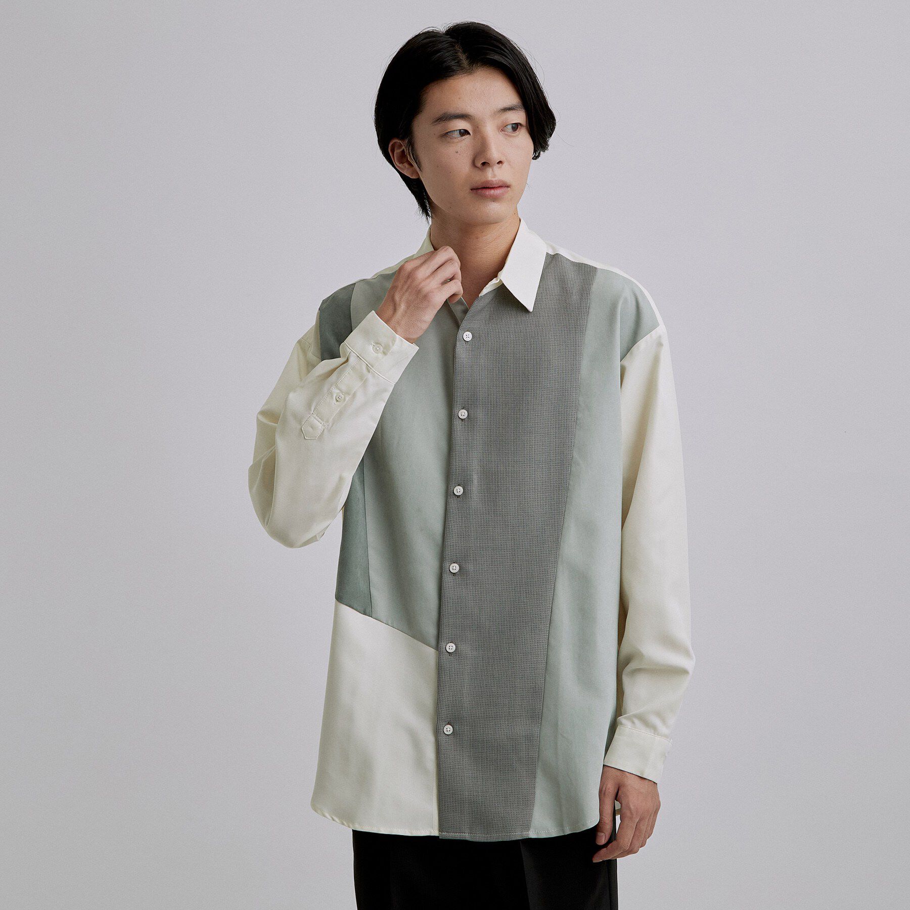 tk.TAKEO KIKUCHI「アシンメトリー切替長袖シャツ」|シャツ・ブラウス|