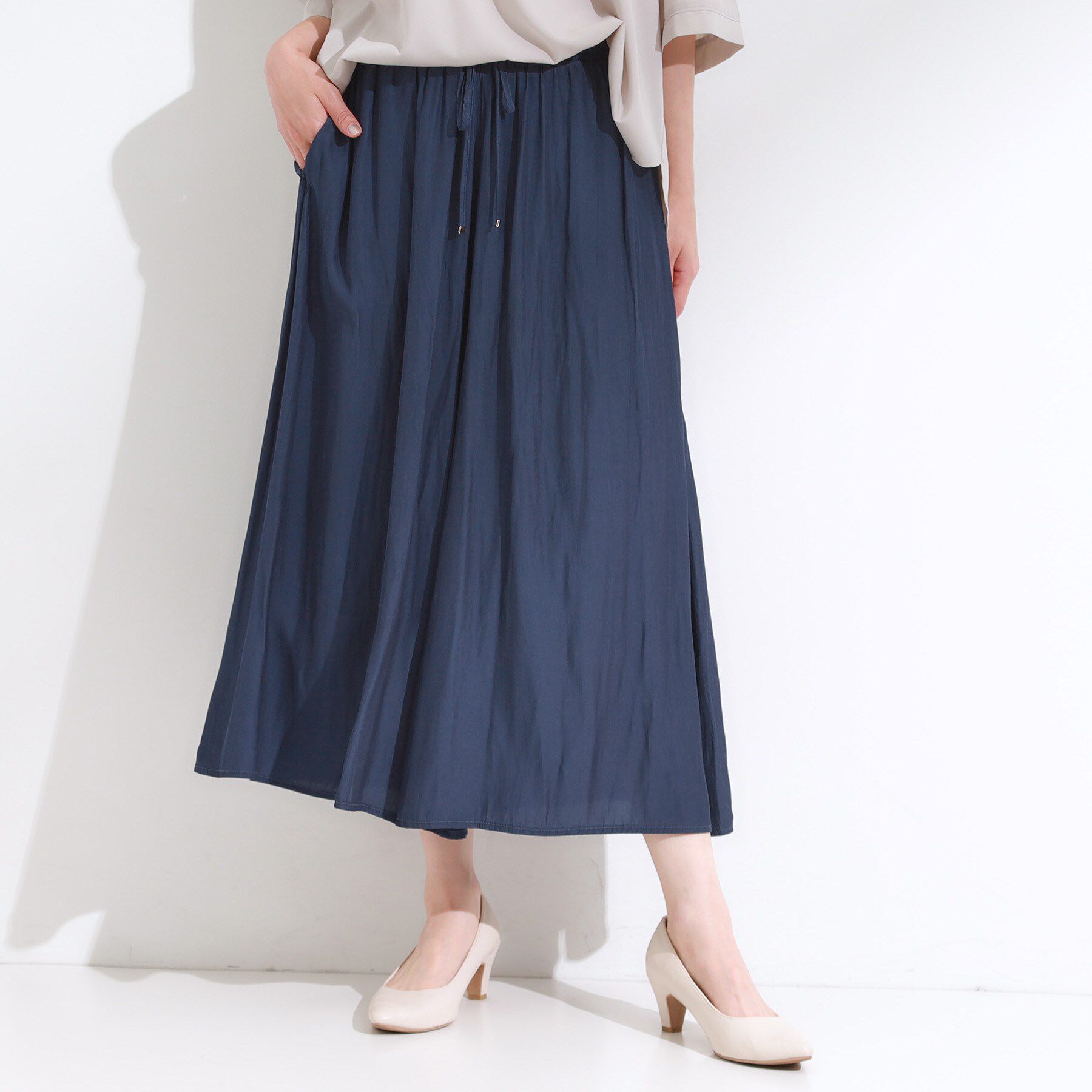 SHOO･LA･RUE「【S-LL/裏地ひんやり】スカート見えで上品に マットサテンスカーチョ」|その他|