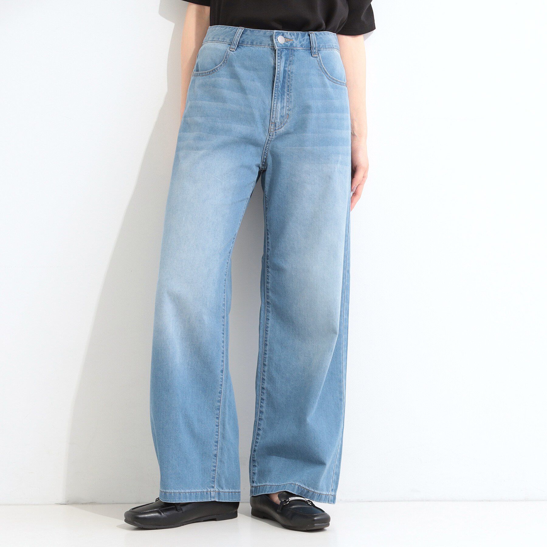 SHOO･LA･RUE「【洗濯機可】軽い着ごこちライトオンスデニムワイドパンツ」|その他|