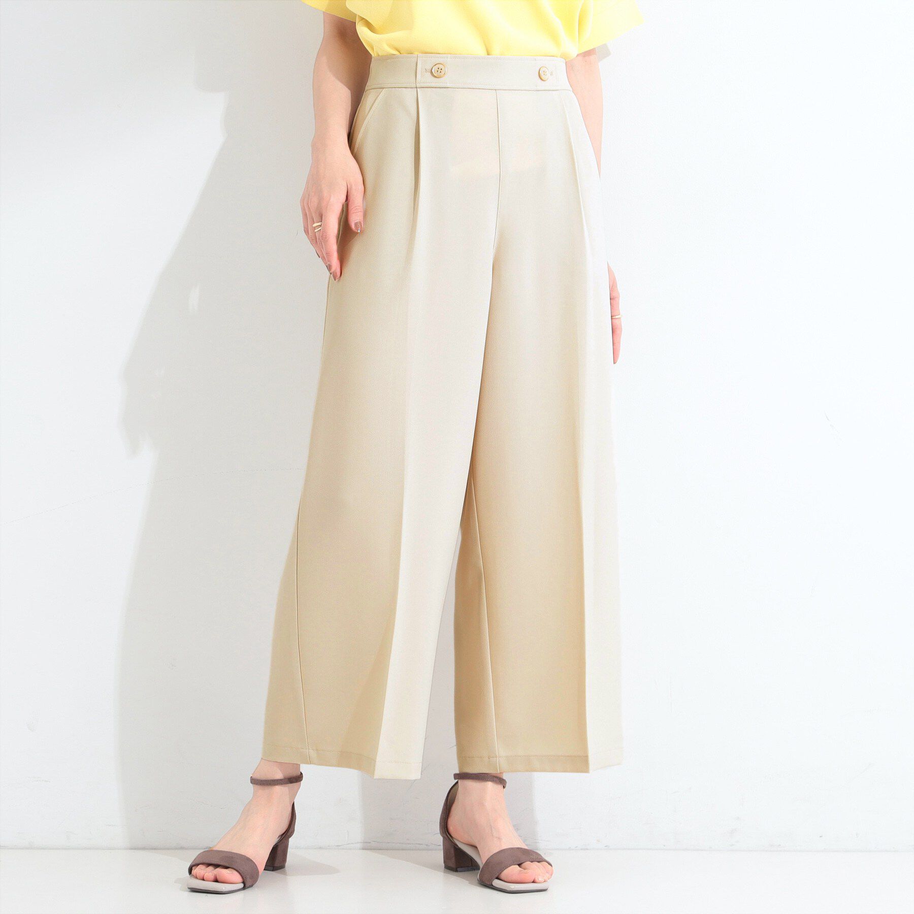 SHOO･LA･RUE「【着丈選べる/洗濯後しわになりにくい/S-LL】大人の上品シルエット センタープレスタックワイドパン」|その他|