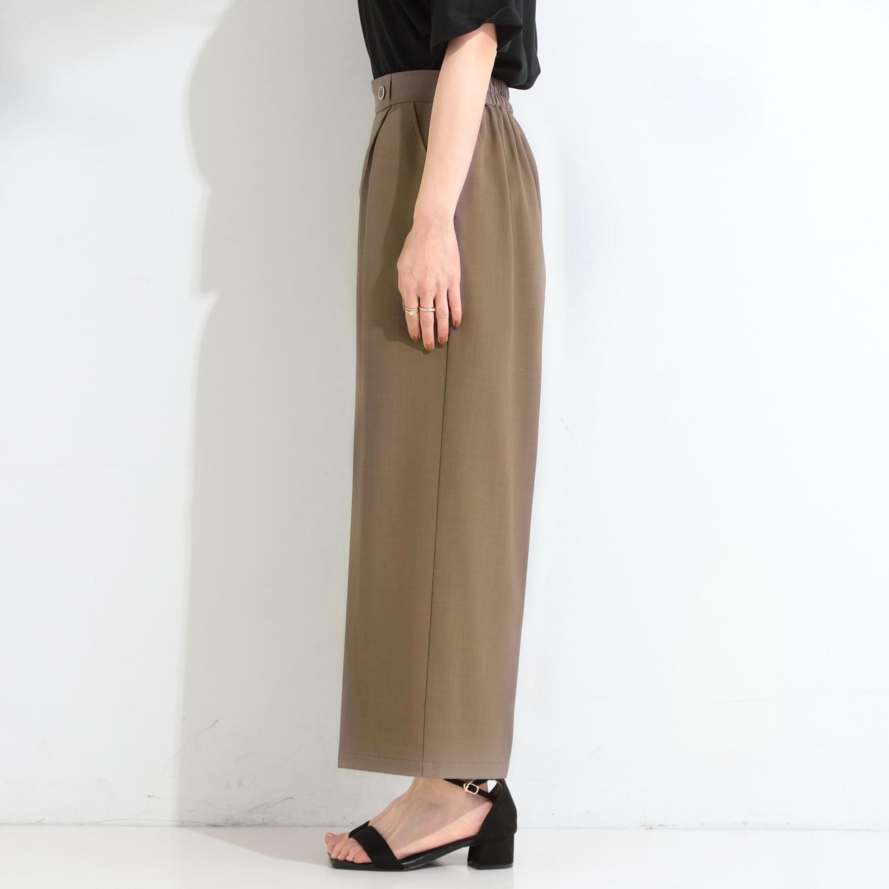 SHOO･LA･RUE「【着丈選べる/洗濯後しわになりにくい/S-LL】大人の上品シルエット センタープレスタックワイドパン」|その他|