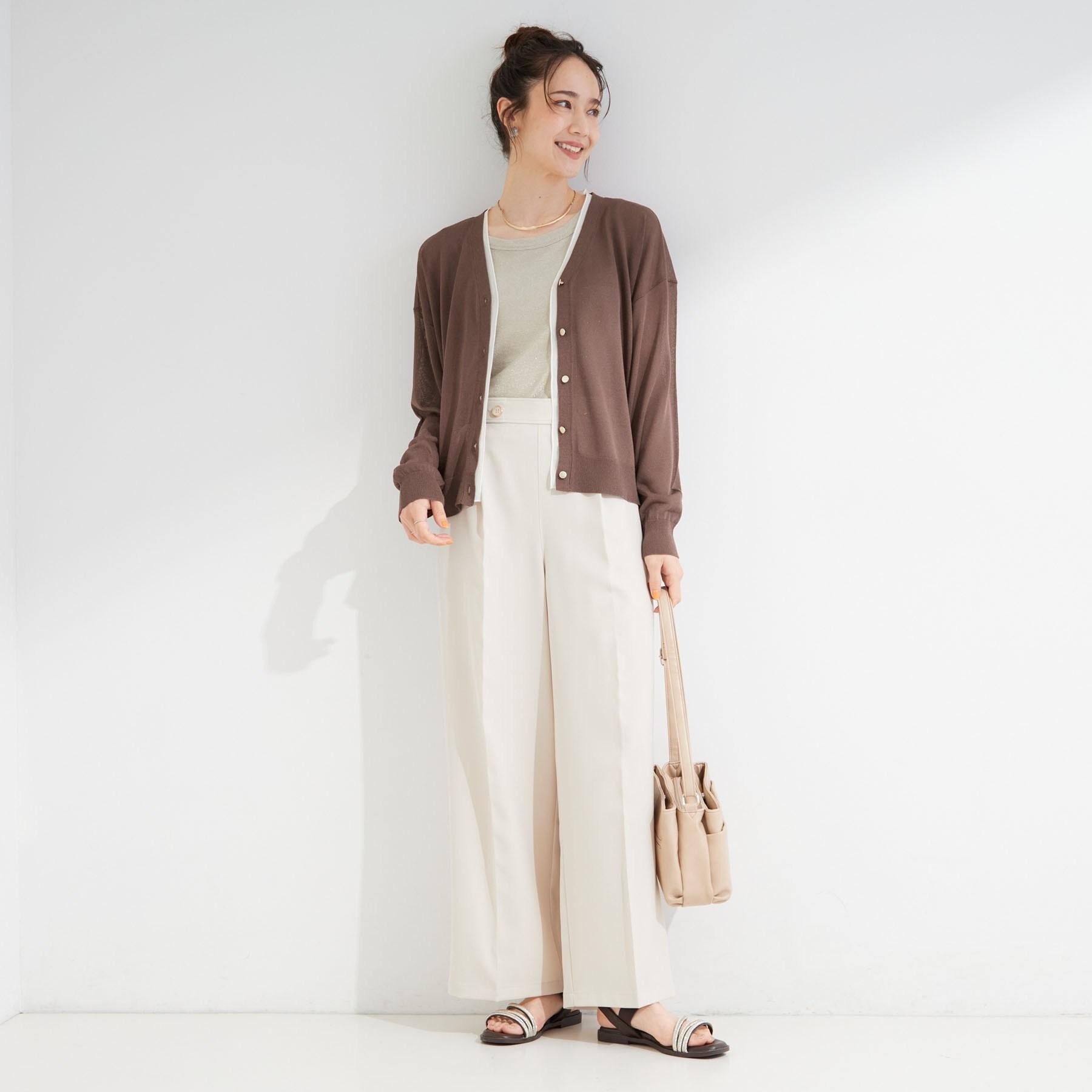 SHOO･LA･RUE「【着丈選べる/洗濯後しわになりにくい/S-LL】大人の上品シルエット センタープレスタックワイドパン」|その他|