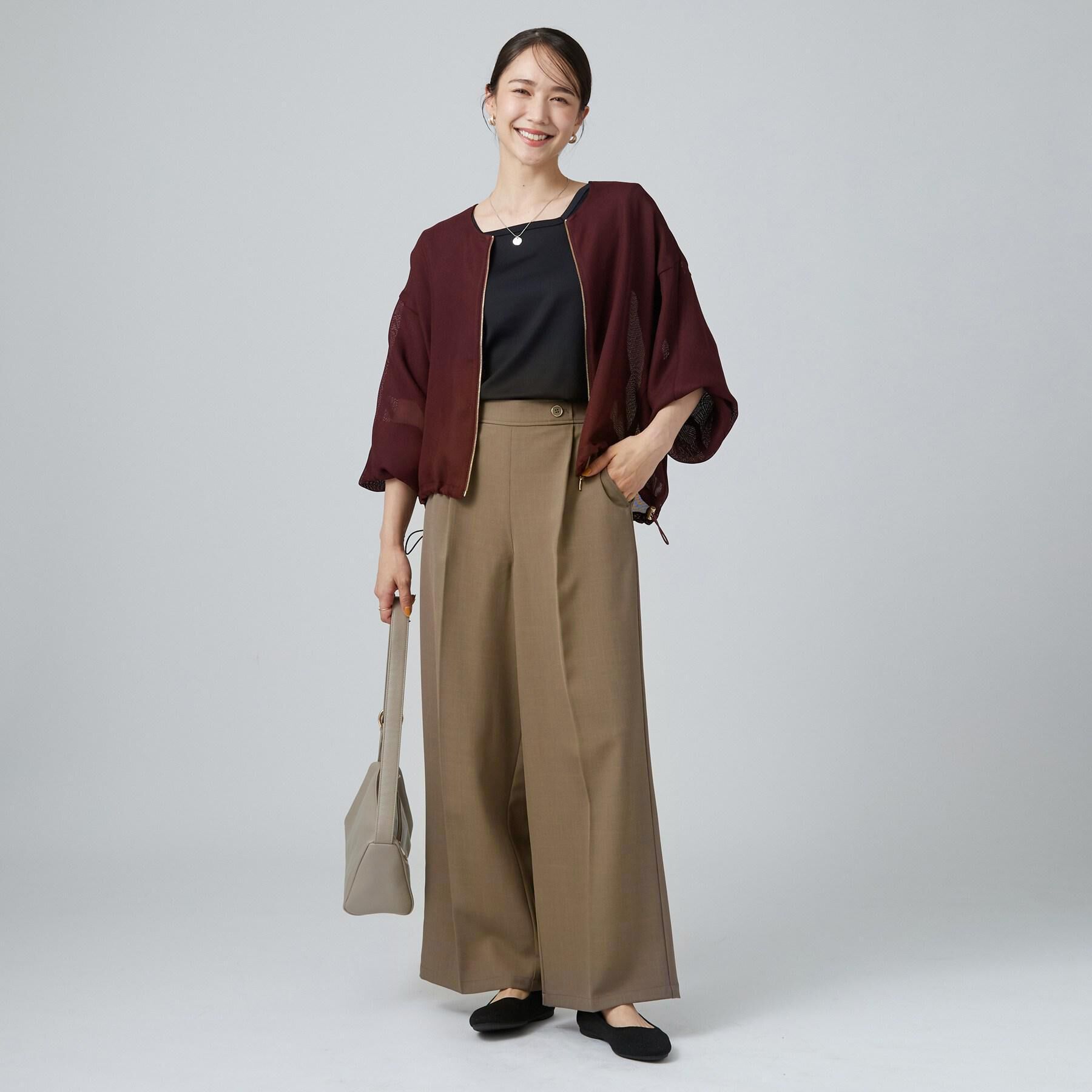 SHOO･LA･RUE「【着丈選べる/洗濯後しわになりにくい/S-LL】大人の上品シルエット センタープレスタックワイドパン」|その他|