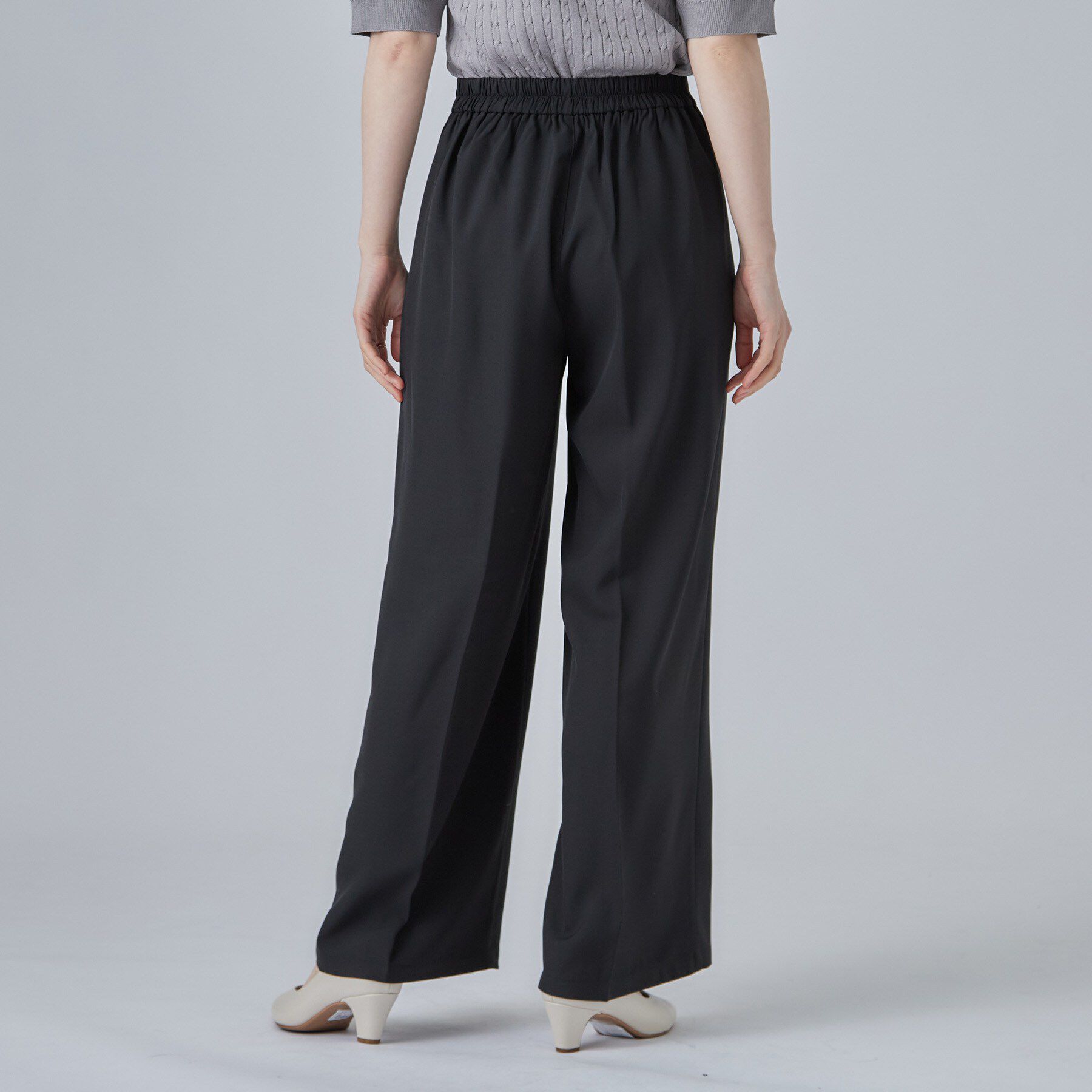 SHOO･LA･RUE「【着丈選べる/洗濯後しわになりにくい/S-LL】大人の上品シルエット センタープレスタックワイドパン」|その他|