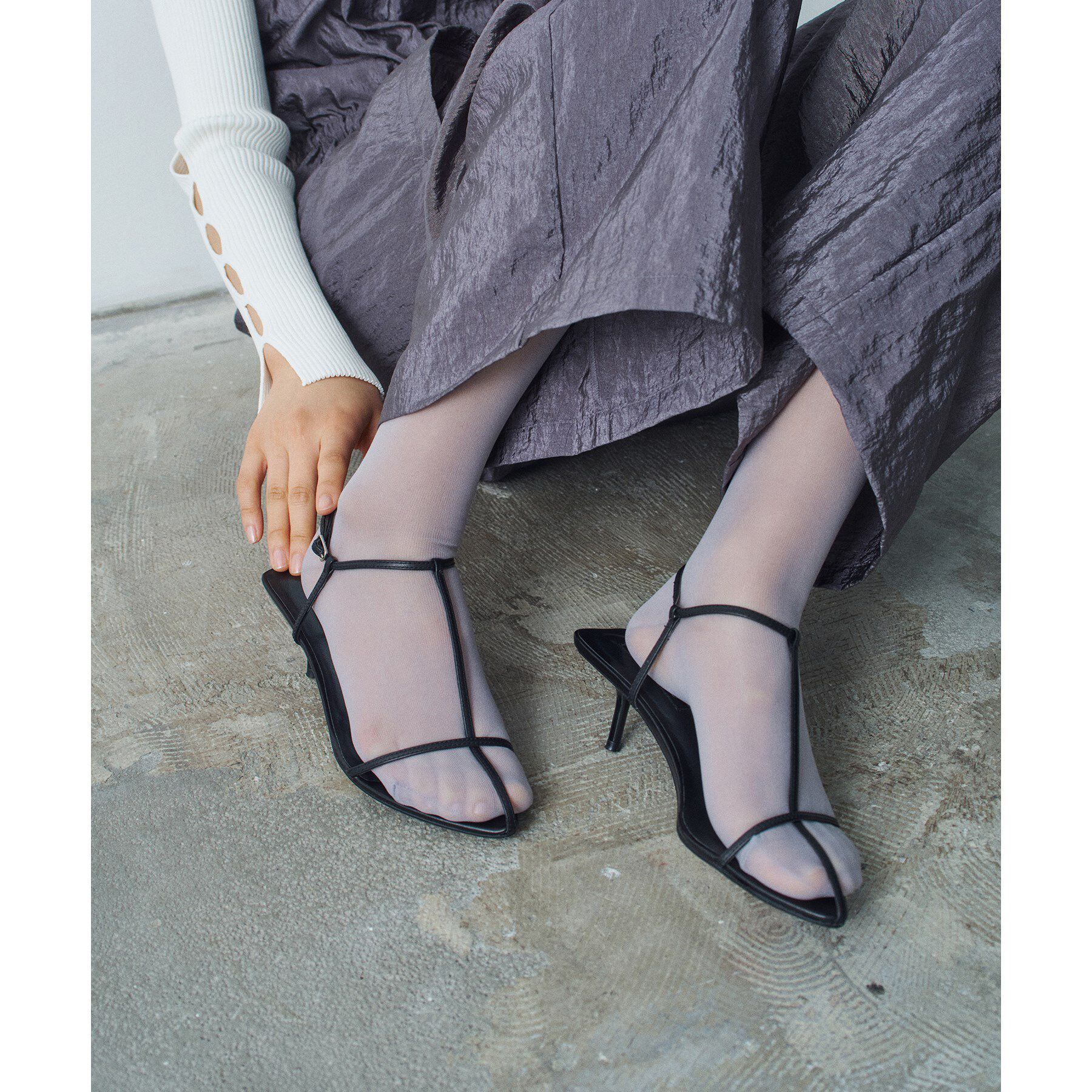 CODE A「piedi nudi ｜ sheer high sox」|ソックス|