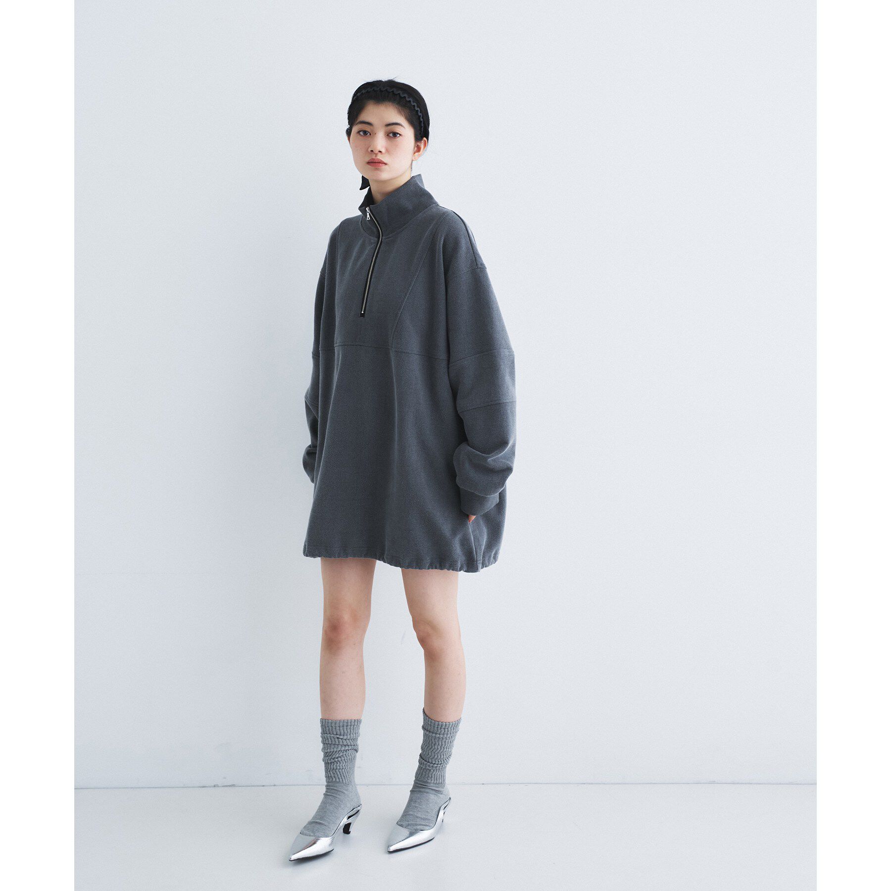 CODE A「half zip sweat mini dress」|パーカー|