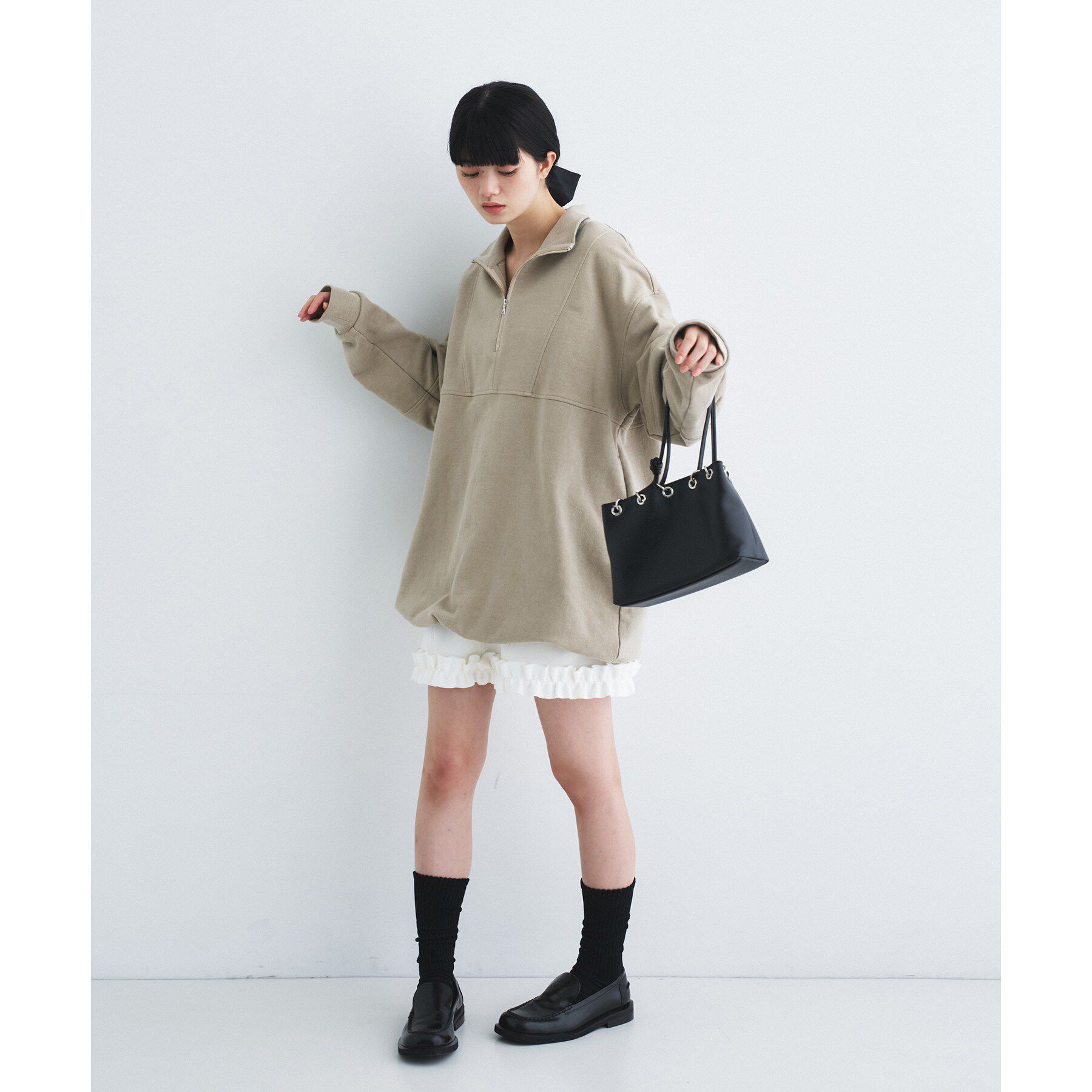 CODE A「half zip sweat mini dress」|パーカー|