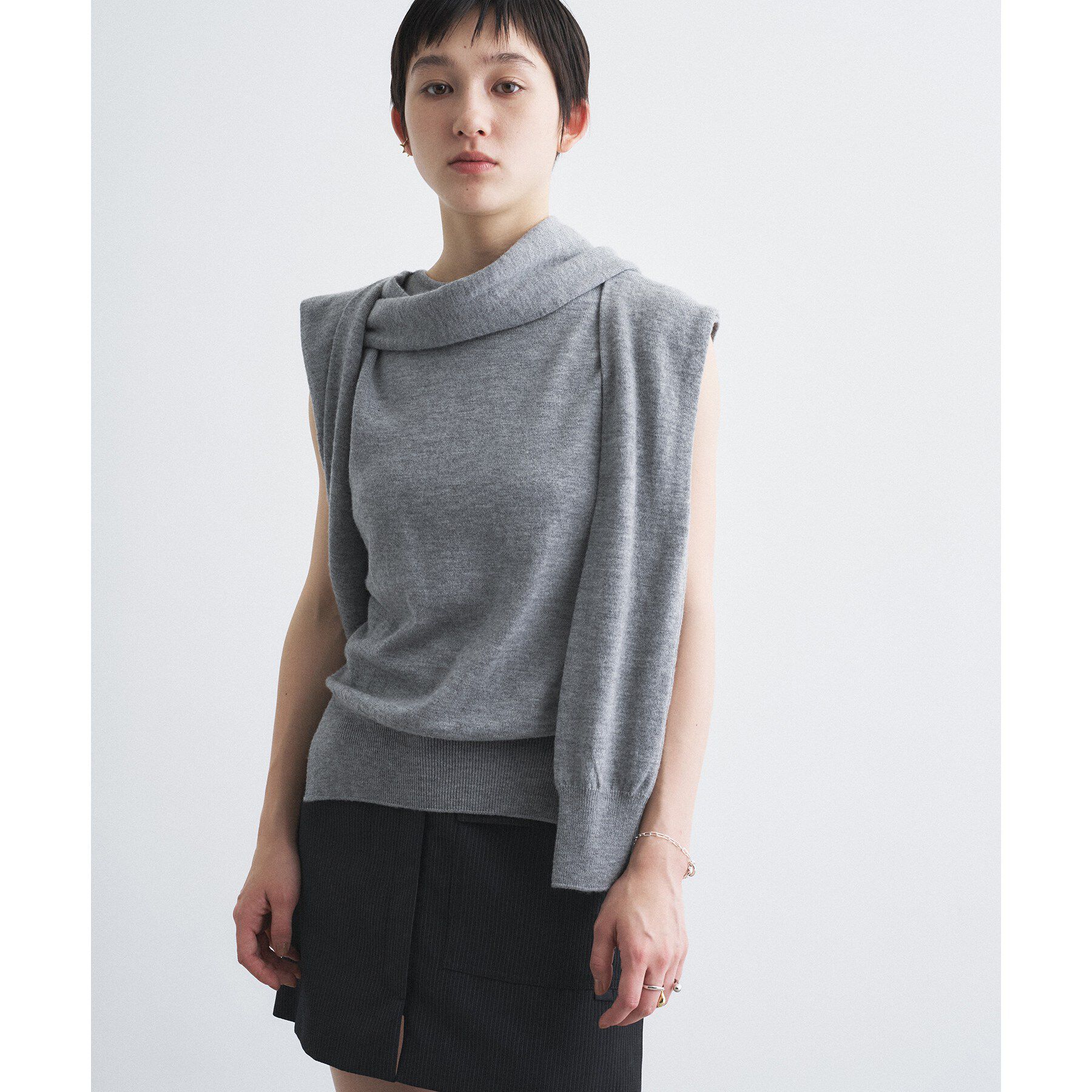 CODE A「SYSTEM｜CONVERTIBLE－SLEEVE WOOL KNIT TOP」|ニット・セーター|
