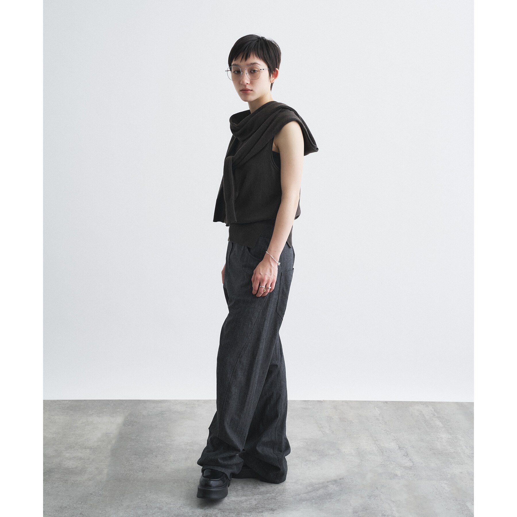 CODE A「SYSTEM｜CONVERTIBLE－SLEEVE WOOL KNIT TOP」|ニット・セーター|