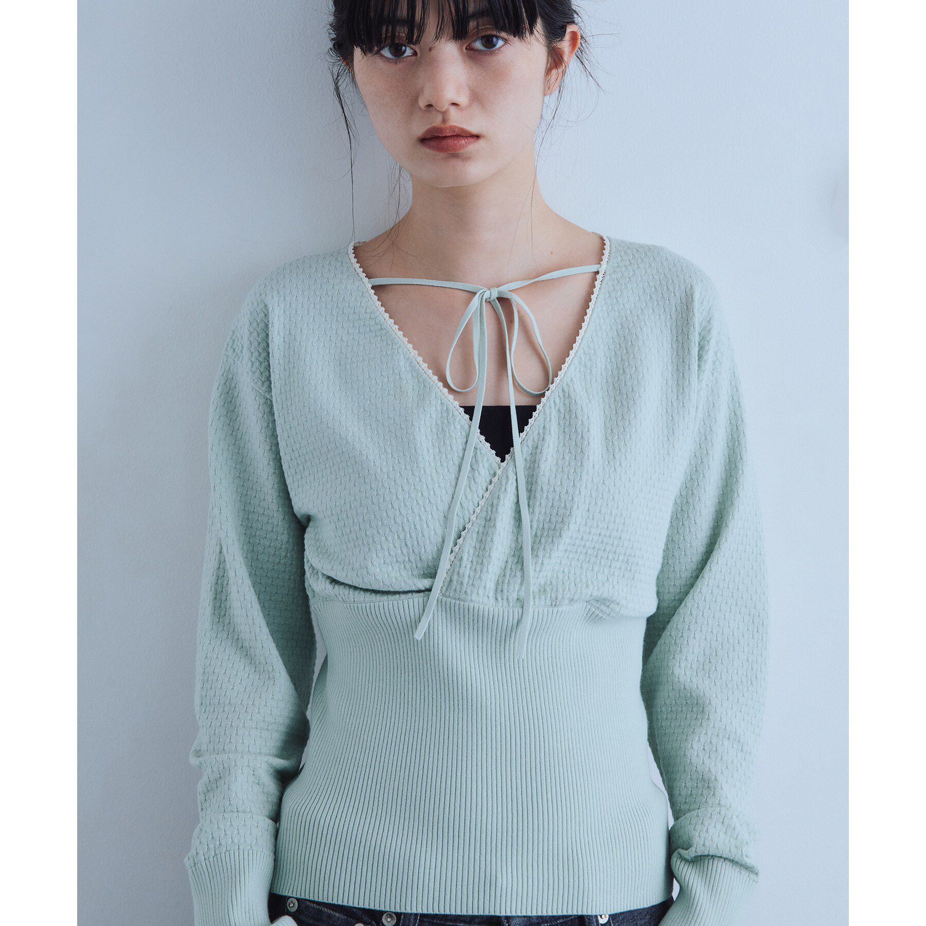 CODE A「intimate wrap knit top」|ニット・セーター|ミントグリーン(02