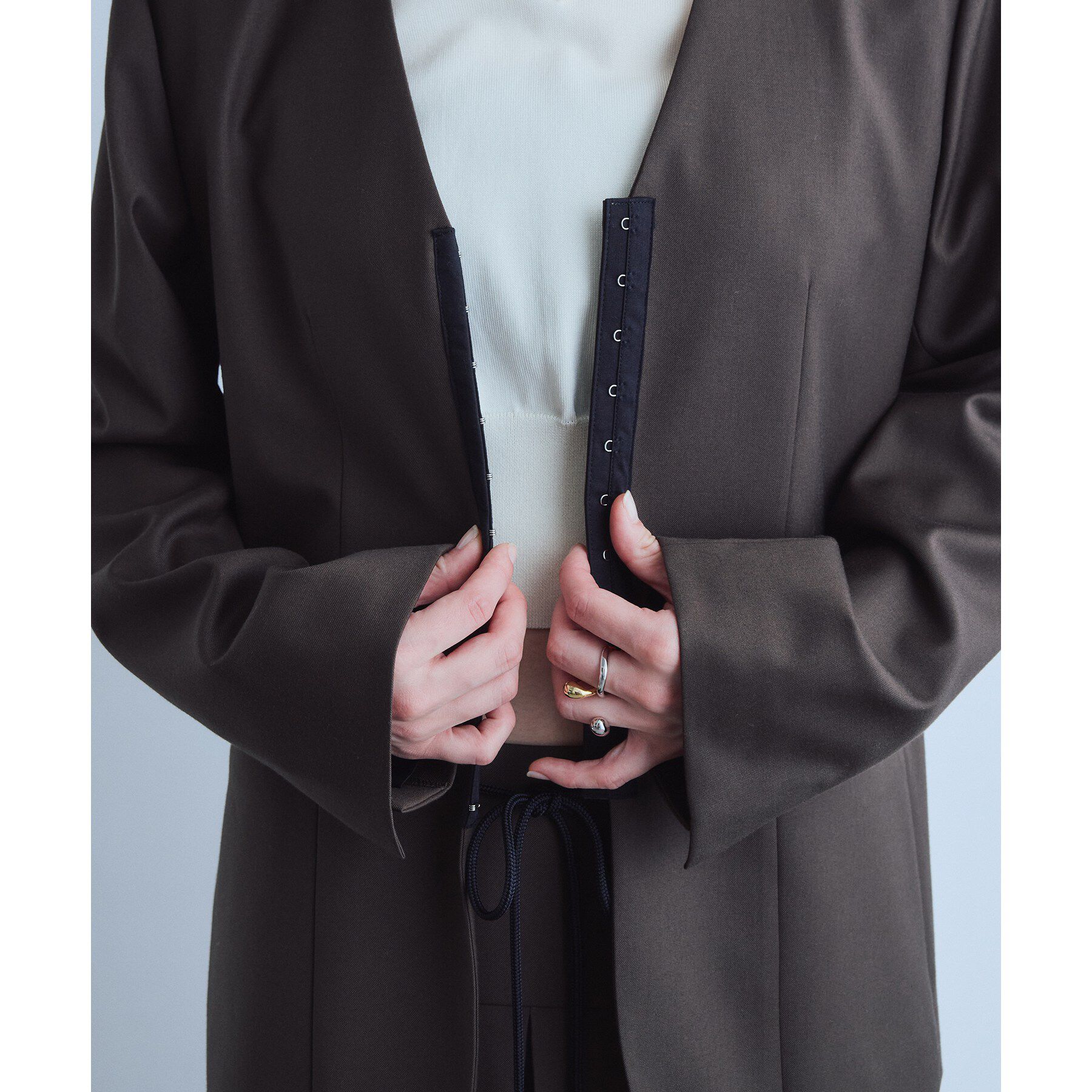 CODE A「soft relaxed hook jacket」|ノーカラージャケット|