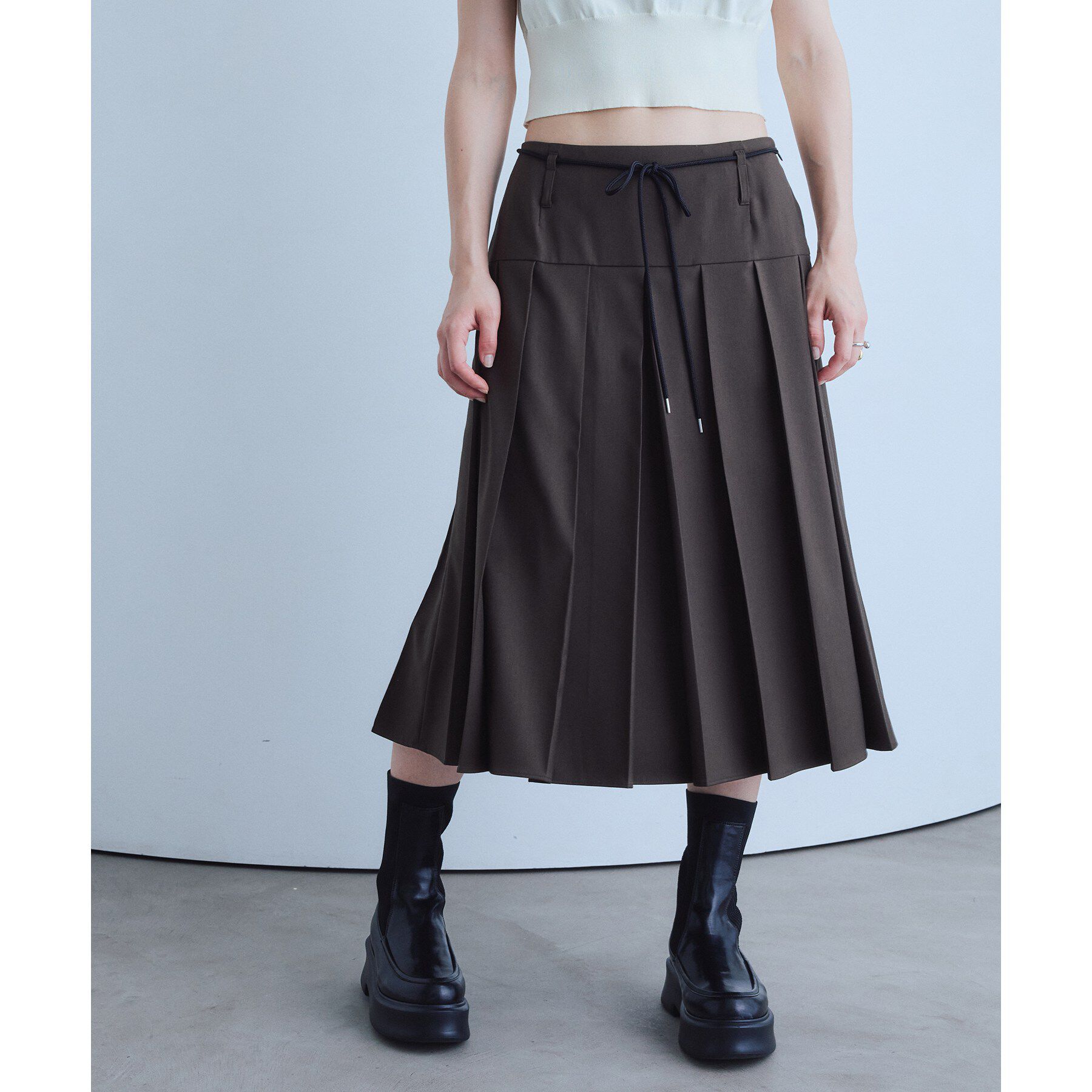 CODE A「soft pleated midi skirt」|スカート|ブラウン(044)