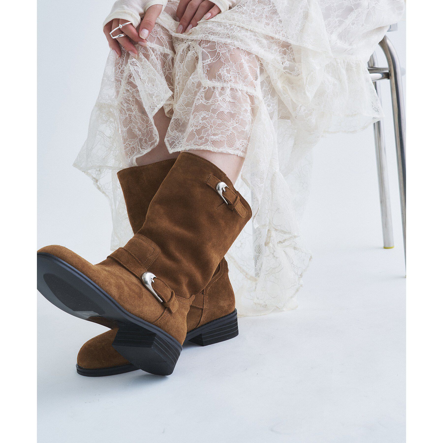 CODE A「SYSTEM｜ Washed Leather Mid－Calf Boots」|ショートブーツ|