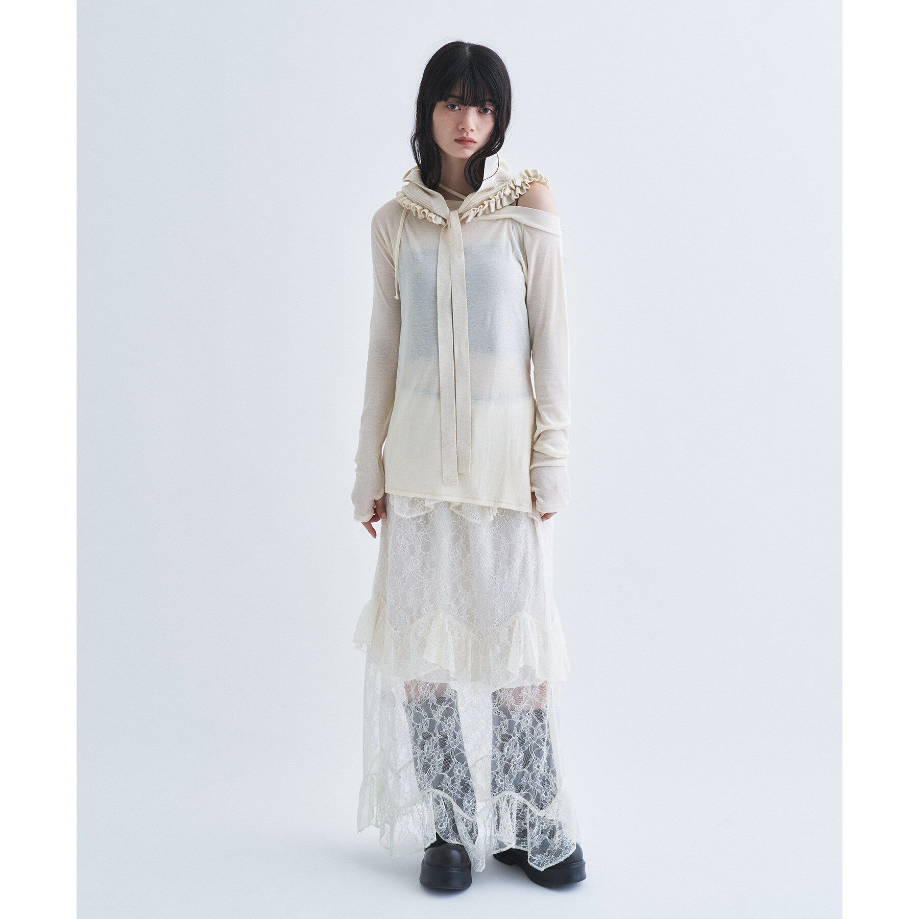 CODE A「layered veil lace skirt」|スカート|
