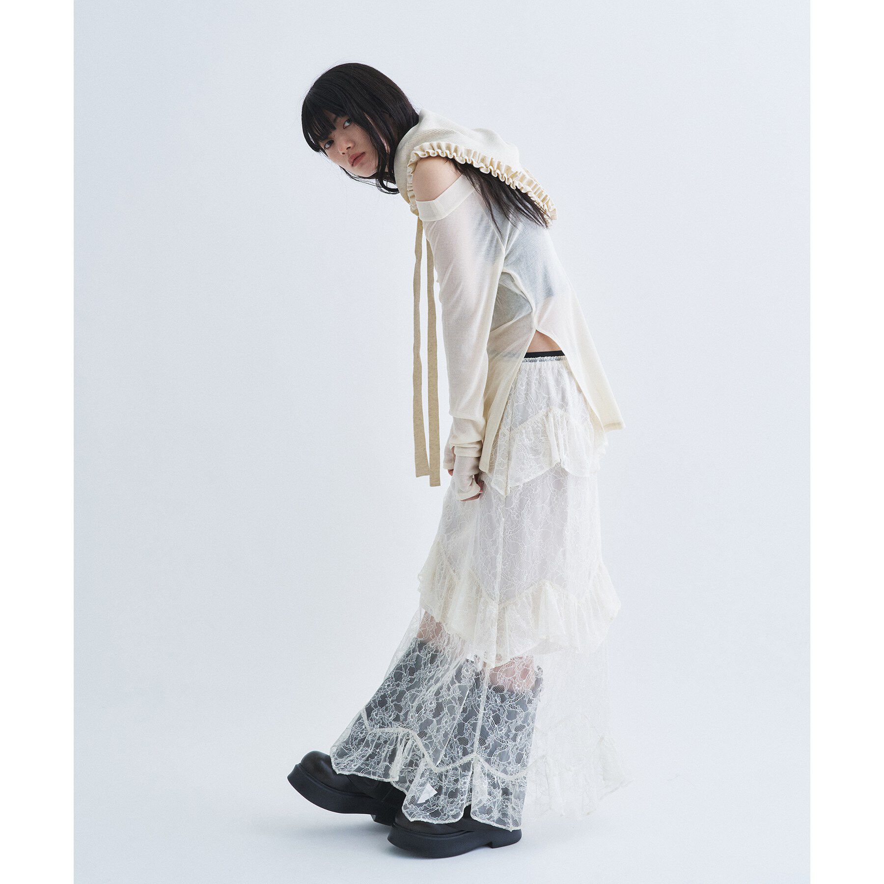 CODE A「layered veil lace skirt」|スカート|