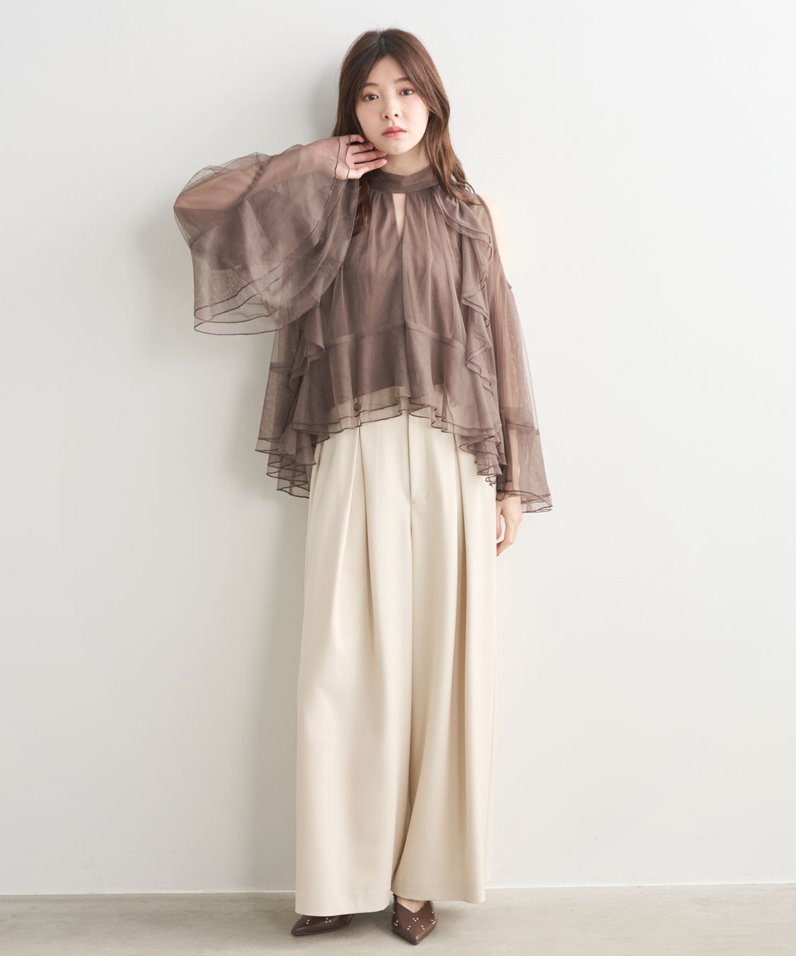 COCO DEAL「クロスタックワイドパンツ」|スラックス|