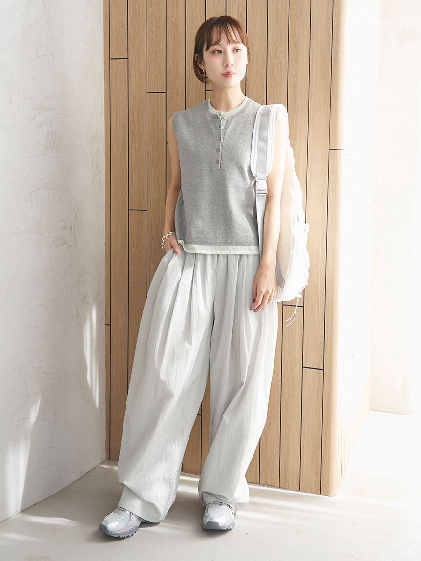 emmi atelier「レイヤードライクノースリーブニットベスト」|ニット・セーター|