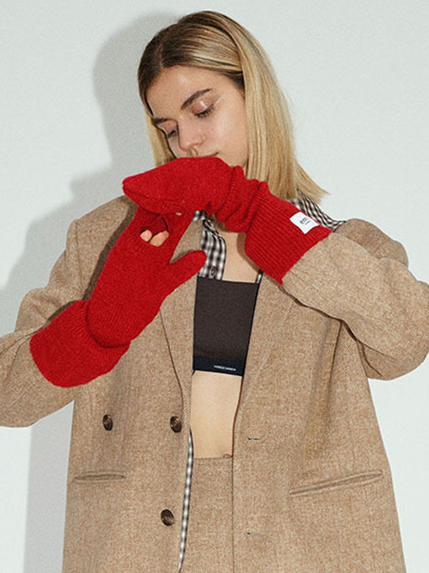 emmi atelier「ウールミックスロングミトン」|手袋|RED