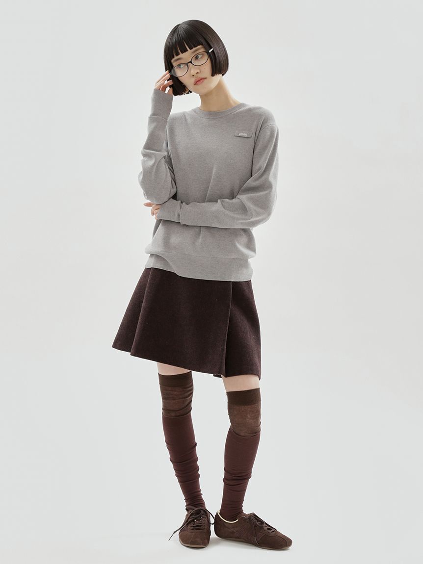 emmi atelier「【ONLINE限定カラーあり】emmiロゴクルーネックプルオーバー」|ニット・セーター|GRY